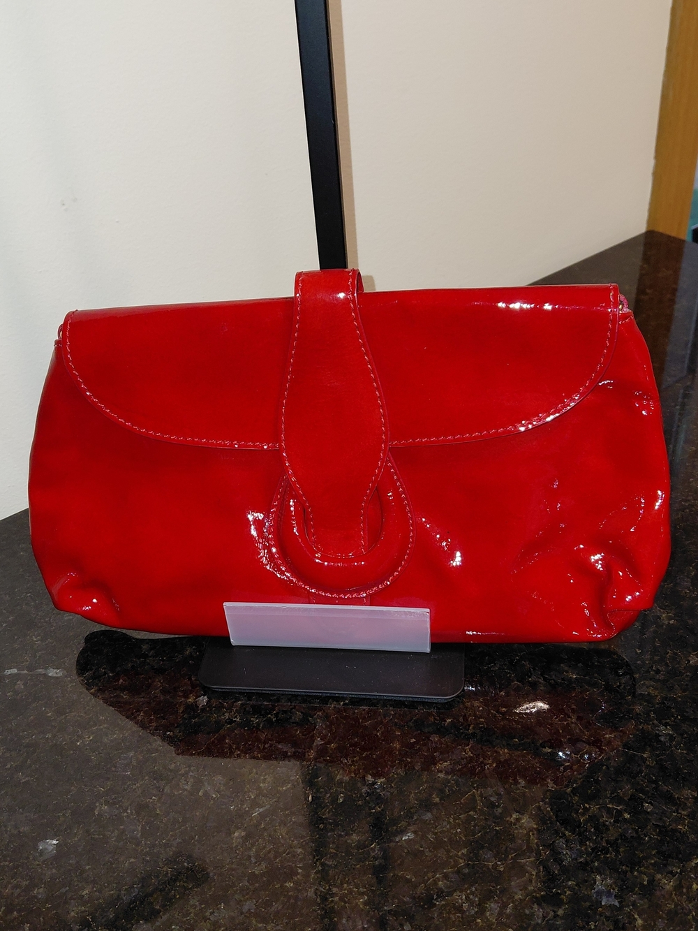 Cristian-Italy Red Patent Clutch Shoulder Bag with Flap Detail VGC!❤️